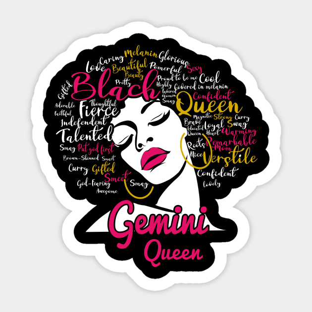 Gemini Queen Funny Birthday Gift for Black Women Girl Sticker by easleyzzi